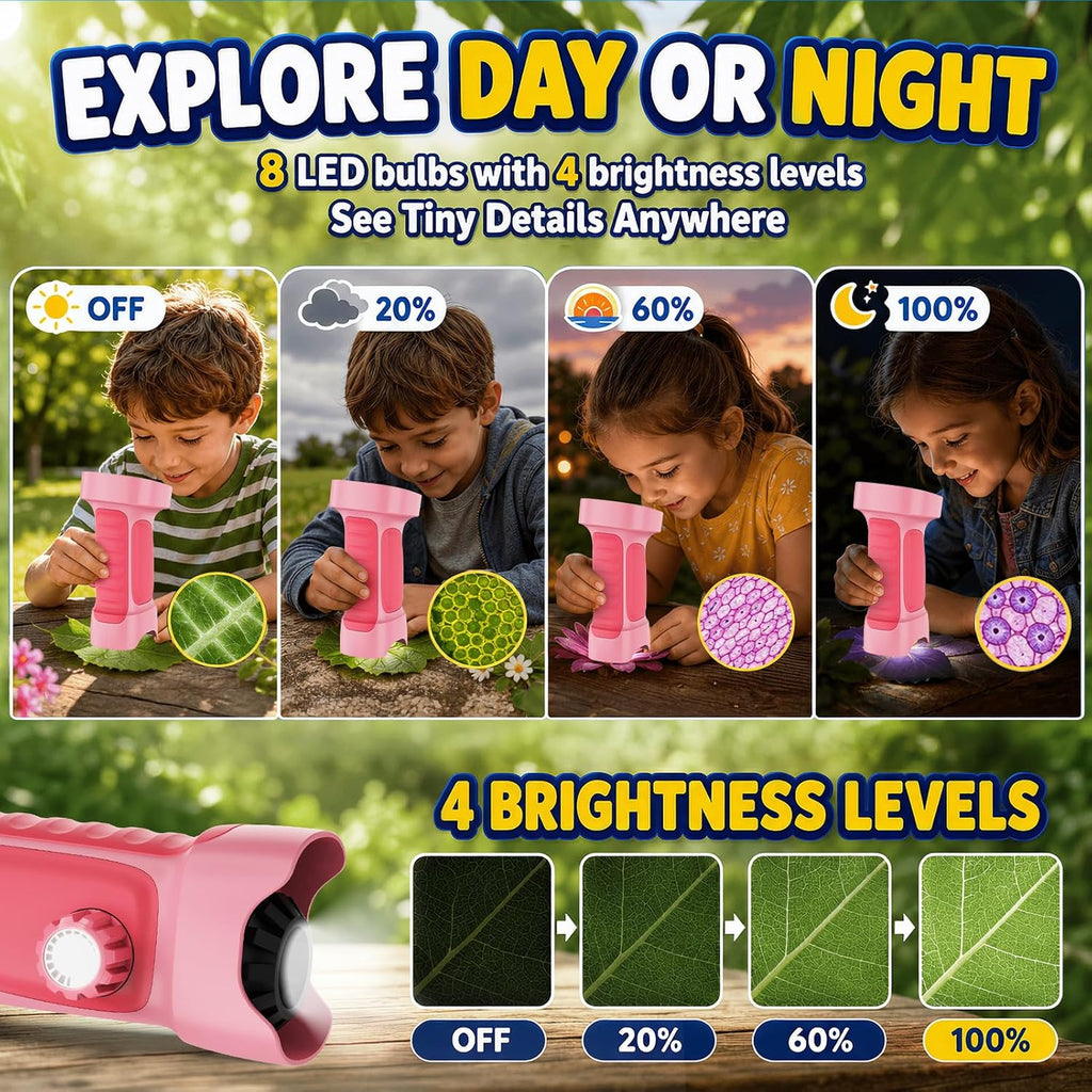 1000X Microscopio Digital Portátil para Niños: Explorador 4K Lupa Fotográfica