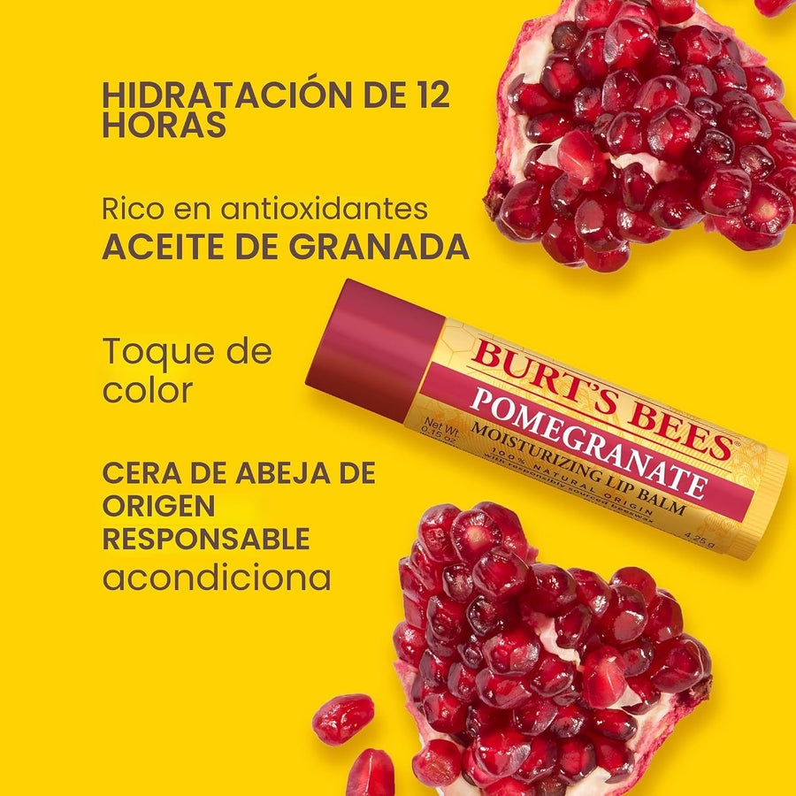 Burt's Bees Bálsamo labial - Granada, hidratante labial con cer...