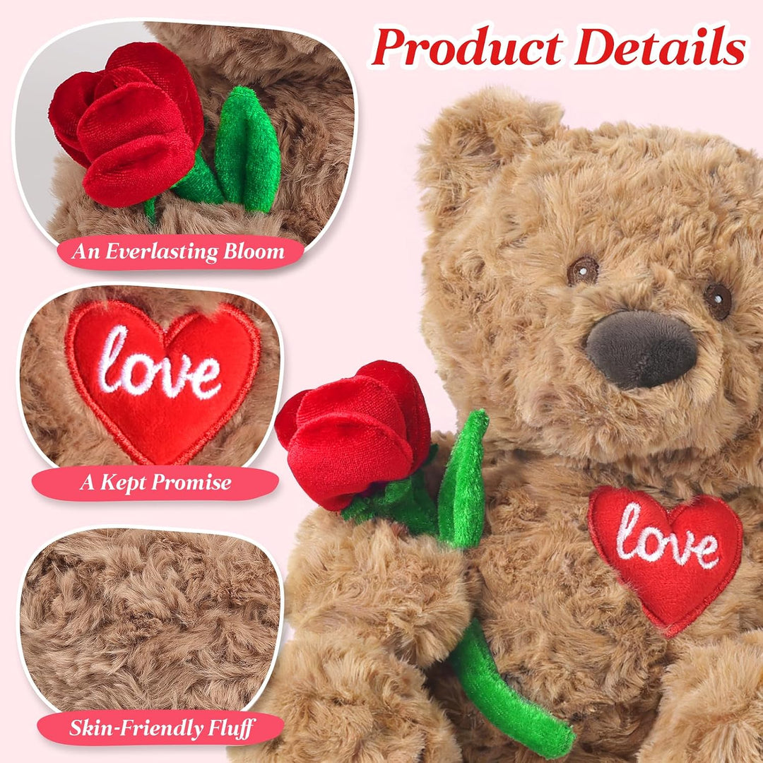 Cuckool Oso de peluche con rosa y corazón de amor, apto para microo...