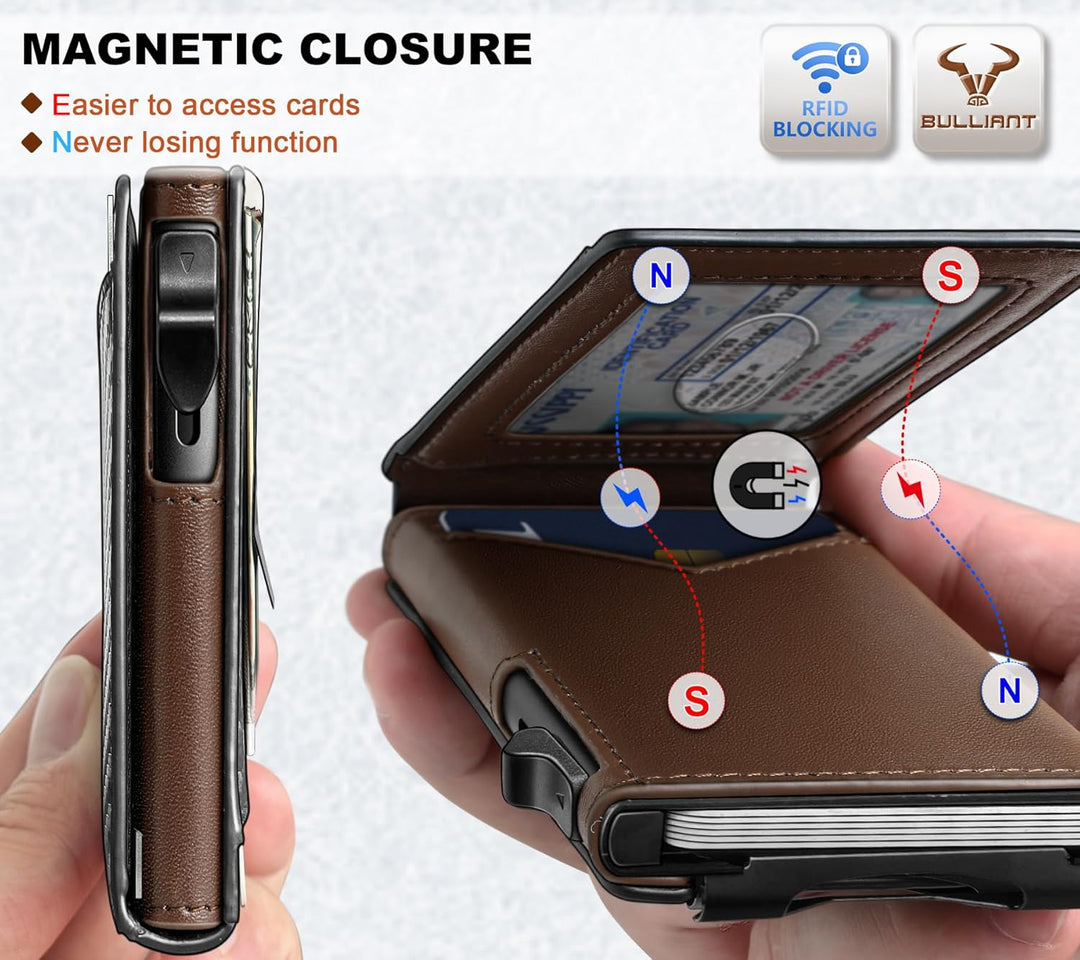 Cartera BULLIANT para hombre, cartera con clip de dinero delgada pa...