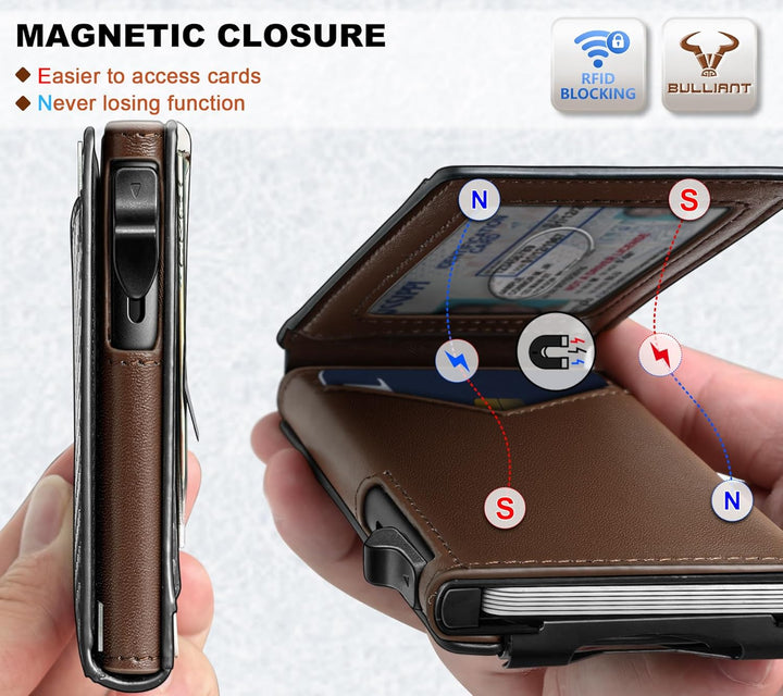 Cartera BULLIANT para hombre, cartera con clip de dinero delgada pa...