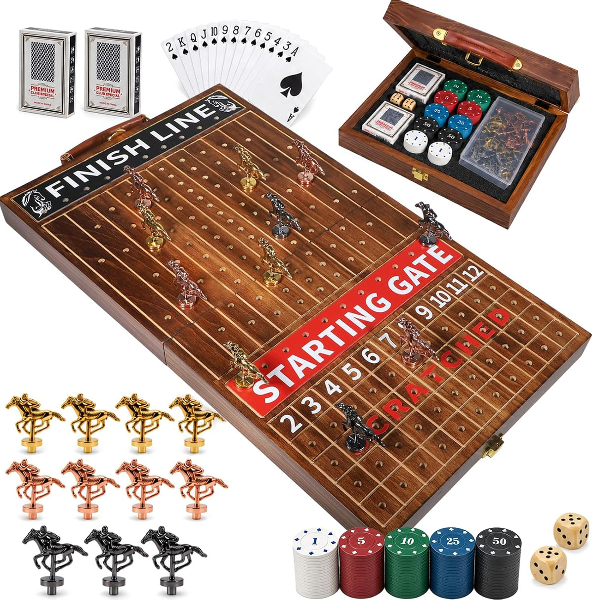 Juego de mesa plegable de carreras de caballos de 21 pulgadas para