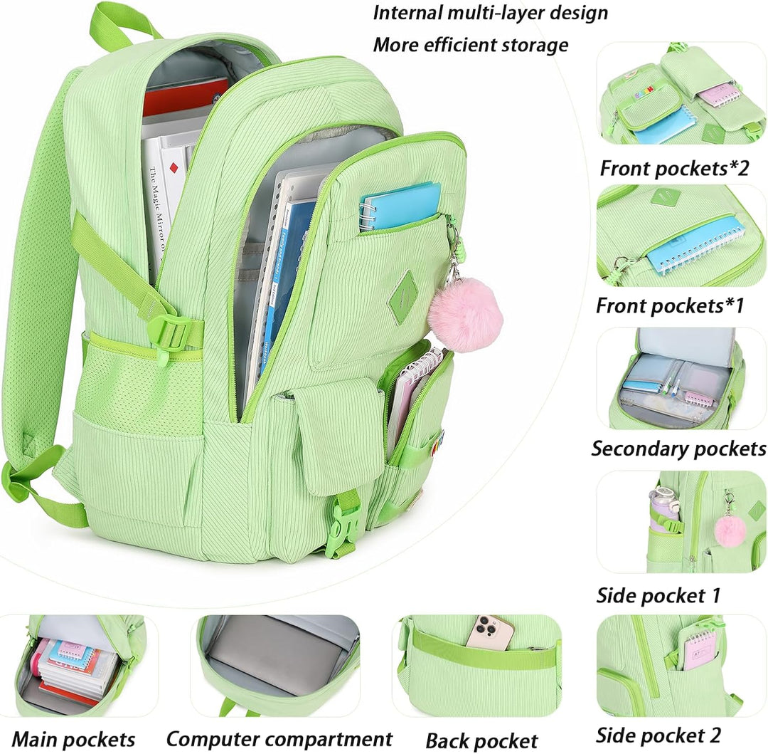 BLUWEI Mochila para computadora portátil para niñas, bolsa de pana...
