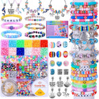 AIPRIDY Kit de 3600 piezas para hacer pulseras para niñas, actividades de joyería de unicornio/sirena, cuentas planas de estilo universitario para hacer joyas de amistad, manualidades DIY para niñas