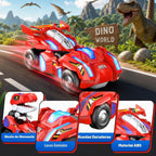 Coche RC transformador de dinosaurios con luces LED, conversión de robot de