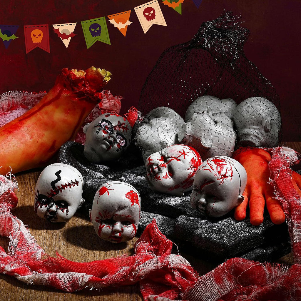 Hiboom 12 cabezas de muñeca de bebé de Halloween, plástico de miedo