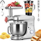 VIVOHOME - Batidora de pie 6 en 1, batidora de cabeza inclinable de 8.5