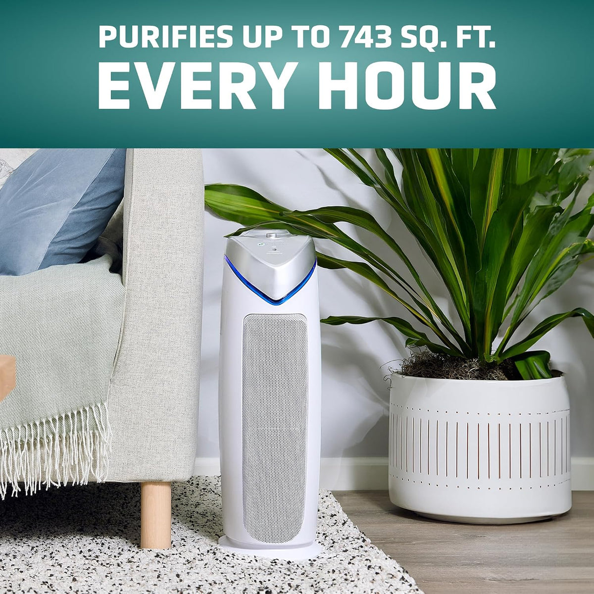 Germ Guardian Purificador de aire con filtro HEPA con desinfectante de luz ultravioleta, elimina los gérmenes, filtra las alergias, el polen, el humo, el polvo, la caspa de las mascotas, los olores del moho, purificador de aire silencioso 4 en 1 de 22