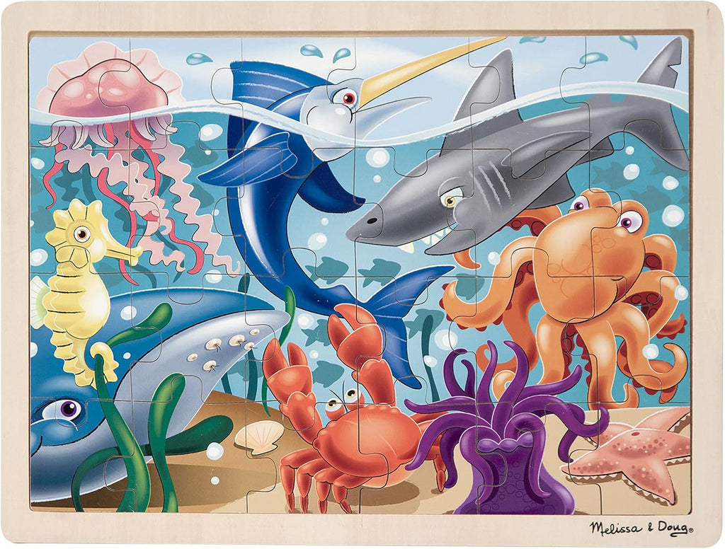 melissa & doug animales bajo el mar océano rompecabezas de madera, Versión estándar, Multicolor