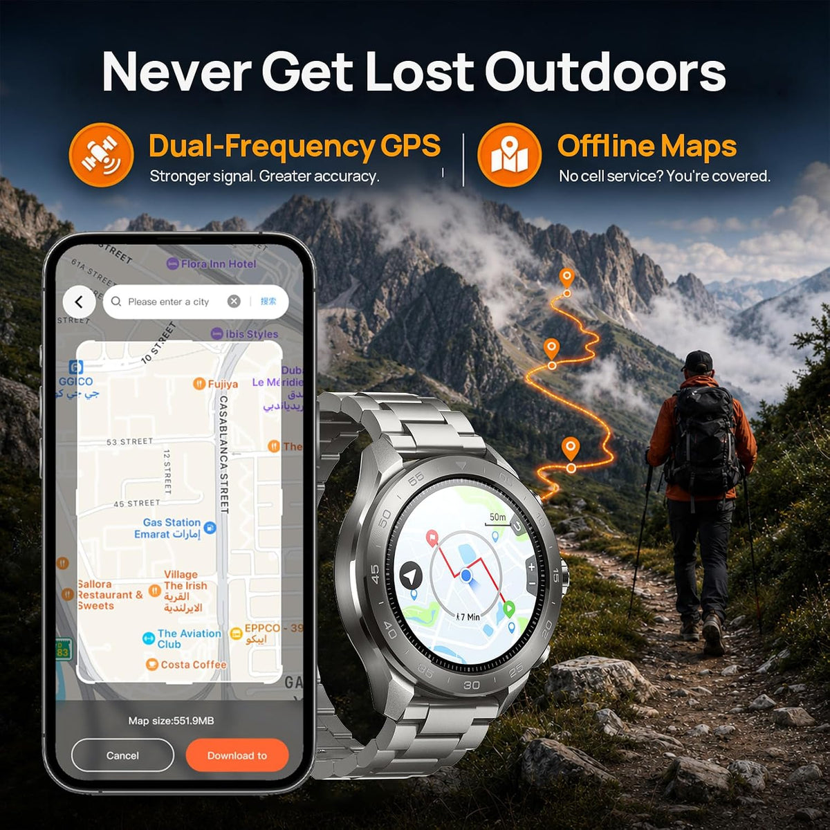 mibro GS Explorer S Titanium - Reloj inteligente GPS para exteriores con