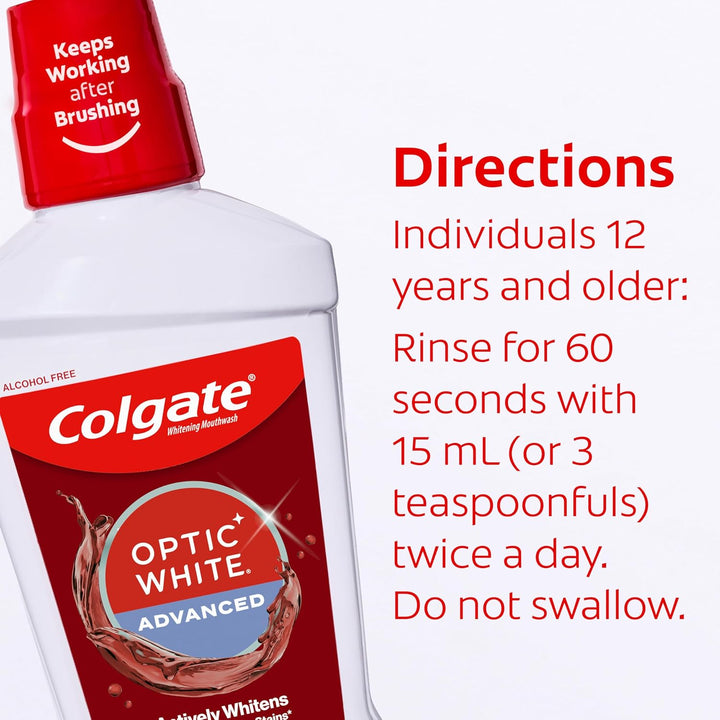 Colgate Optic White Enjuague bucal blanqueador, Menta Fresca - 946m...