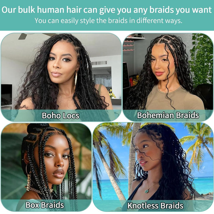 Cabello humano para trenzas Boho Cabello humano 110g 20 pulgadas ri...