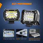 Nilight 2 piezas de 4 pulgadas, luces de triple fila, 60 W, combo de punto de inundación, 6000 lúmenes, barras para conducir, botes, camionetas todoterreno con 2 piezas de base magnética, barras de