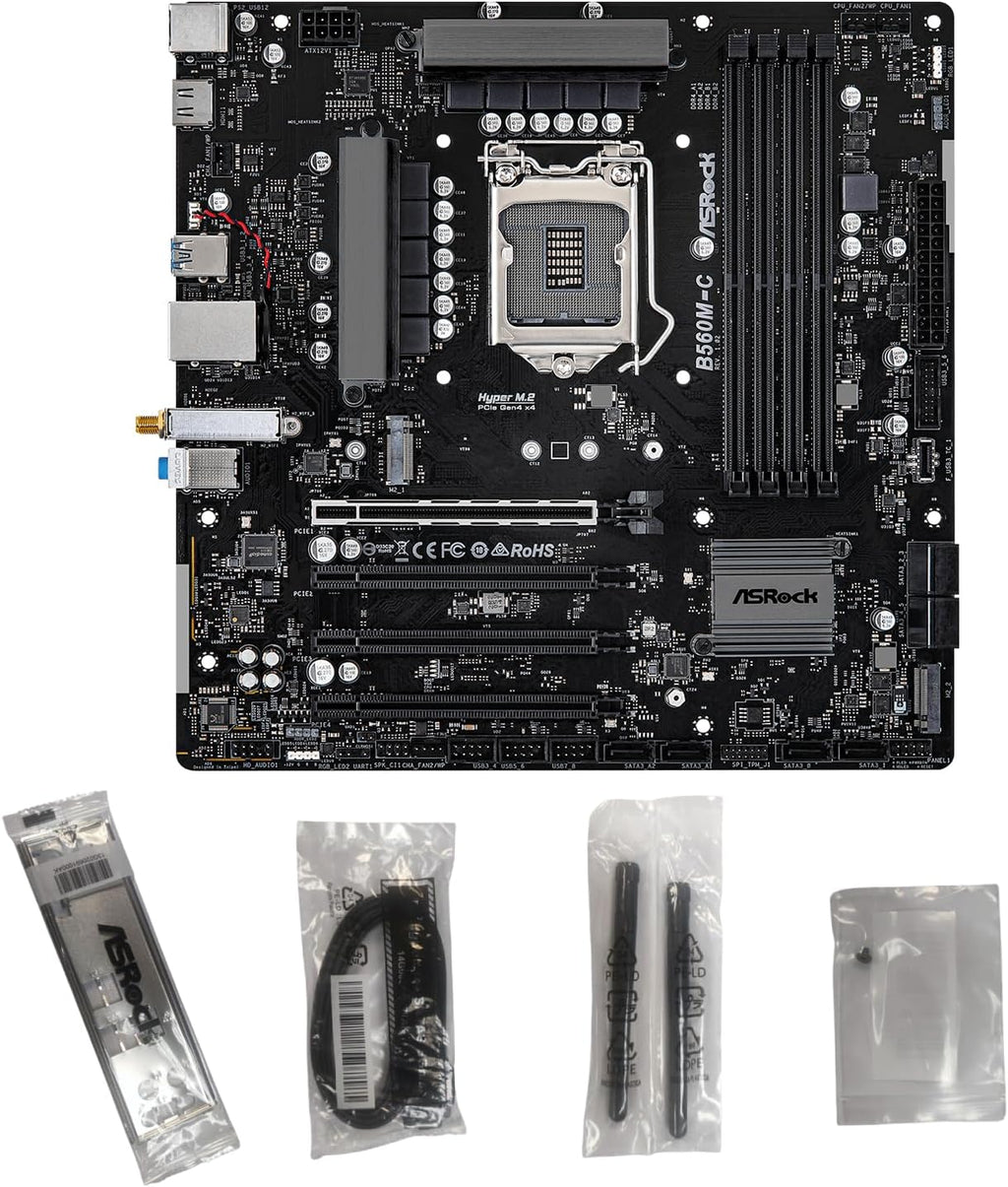 ASRock Placa base Micro-ATX B560M-C, soporta procesadores Intel Core de 10ª y 11ª LGA1200