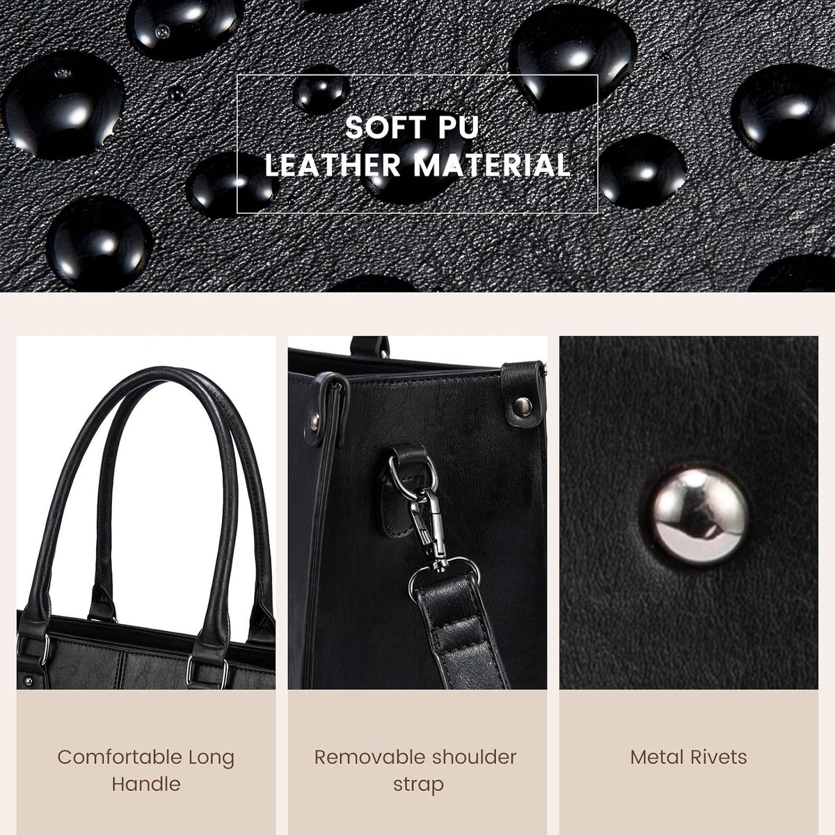 LOVEVOOK - Bolsa de mano para laptop para mujer, bolsa de trabajo profesional de 17.3 pulgadas con embrague a juego, bolsa de cuero vintage impermeable para computadora, oficina, viajes de negocios y uso diario, regalo para mujeres