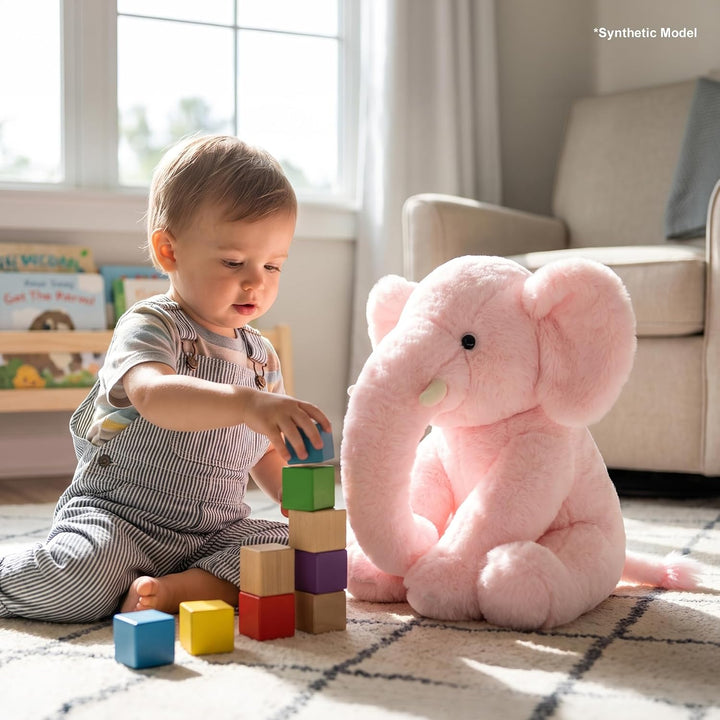 WEIGEDU Elefante de peluche rosa de 13" - Juguete de felpa para...