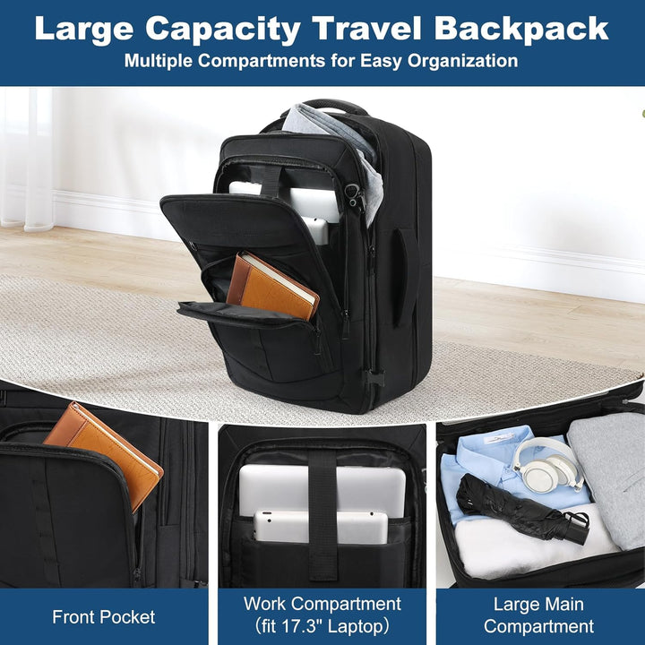 Mochila de viaje espaciosa, mochila expandible de 1 a 5 días con pu...