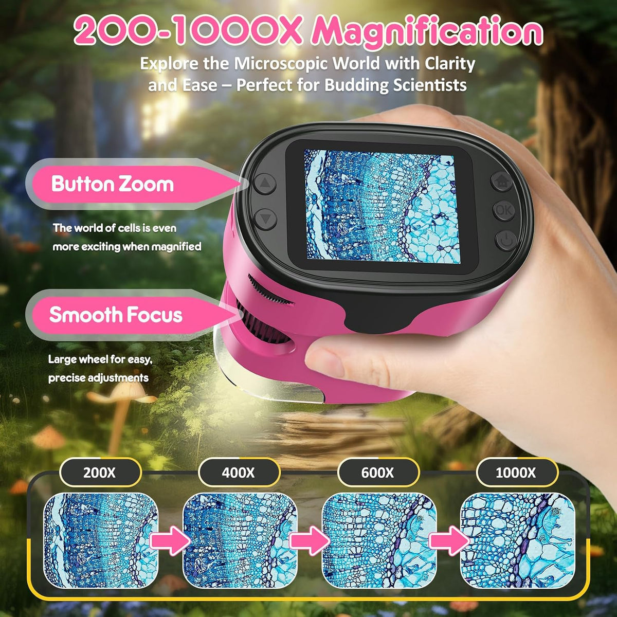 Microscopio Digital para Niños, Regalo Científico: Kit de Juguete STEM Completo para Edades de 4 a 12