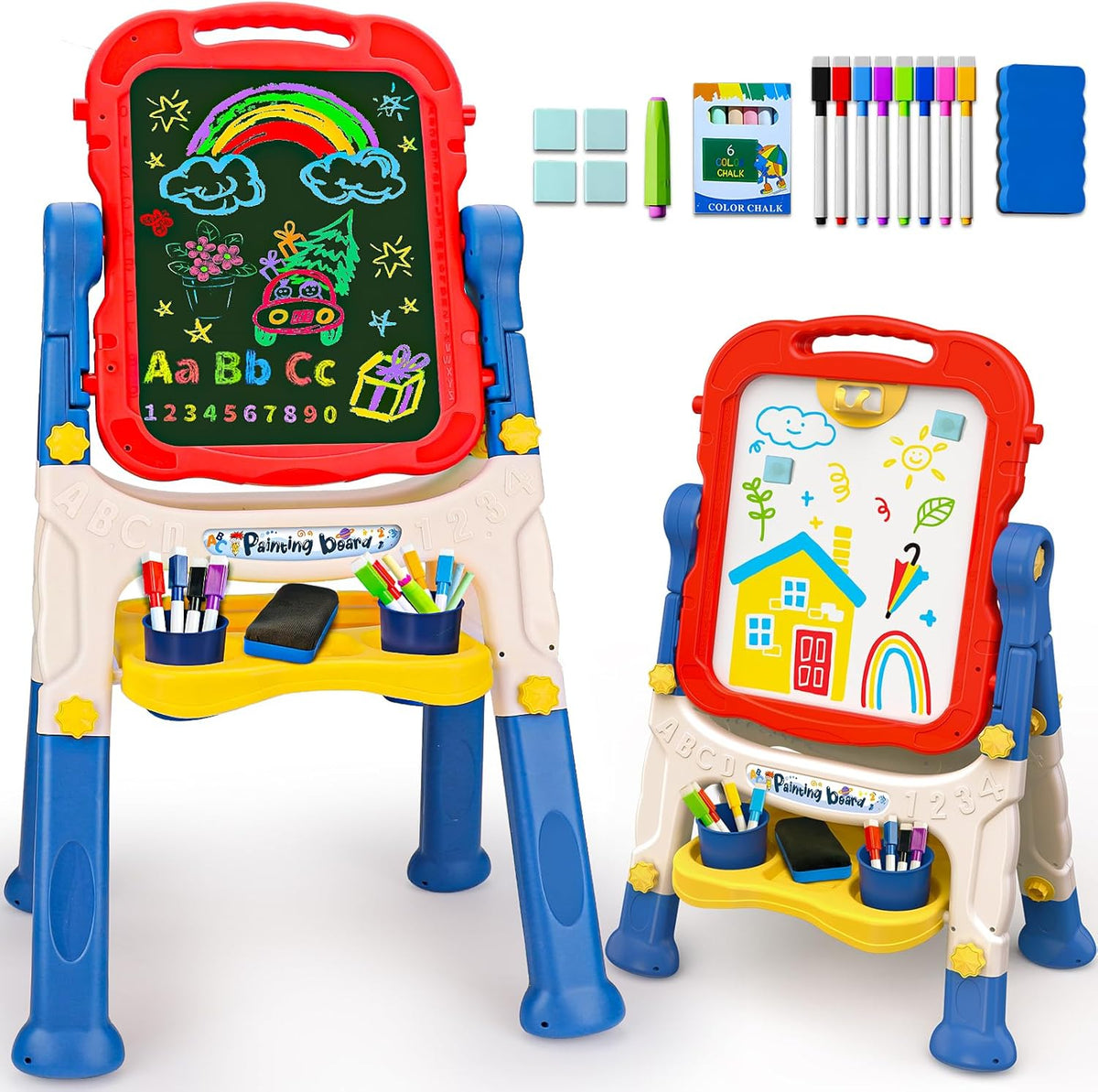 Caballete para niños, tablero de dibujo artístico de doble cara, juguetes de 3 a 4 años, regalos de cumpleaños