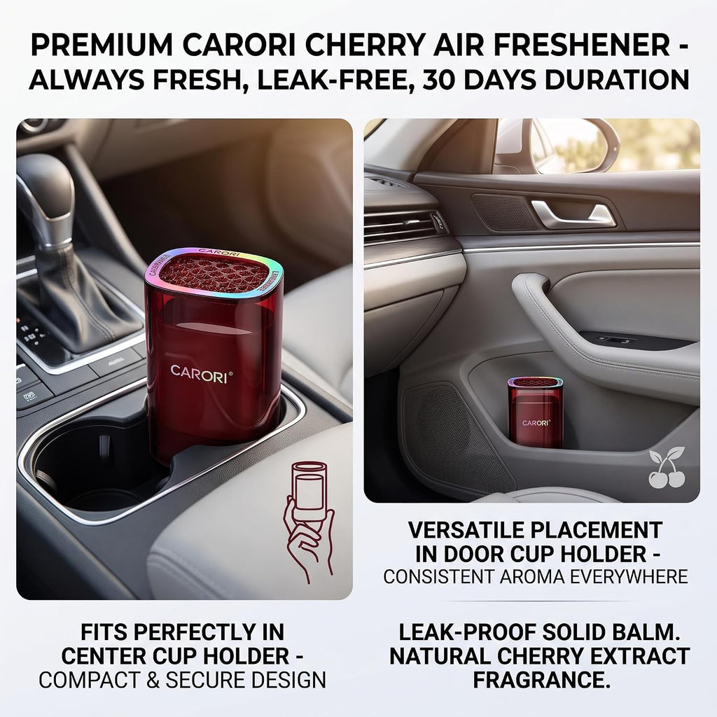 CARORI Ambientador de aire para automóvil, aroma a cereza dulce, soporte para tazas de larga duración de 30 días, difusor de aroma para automóvil, a prueba de derrames
