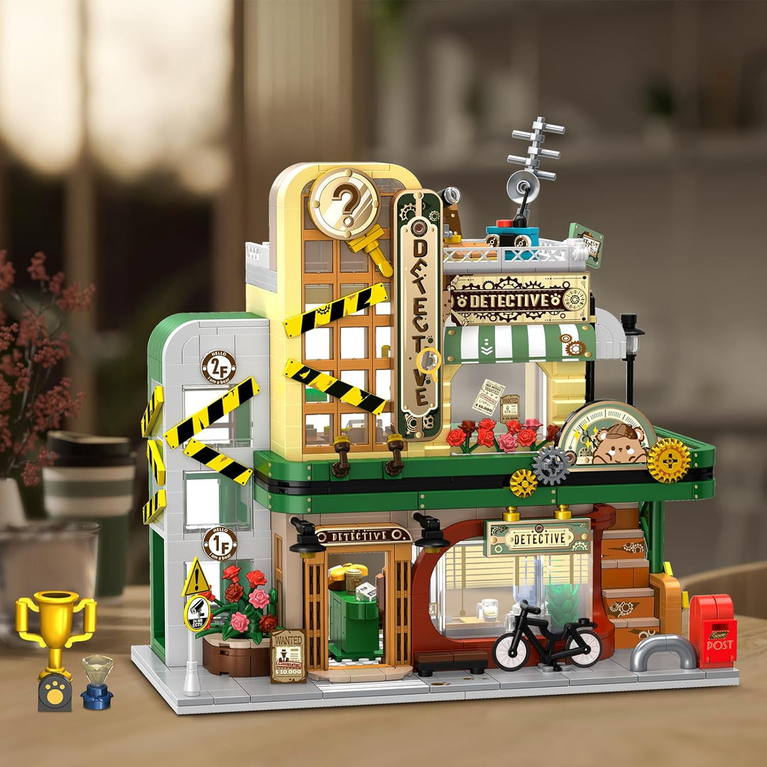 Juego de construcción de agencia de detectives con luz LED