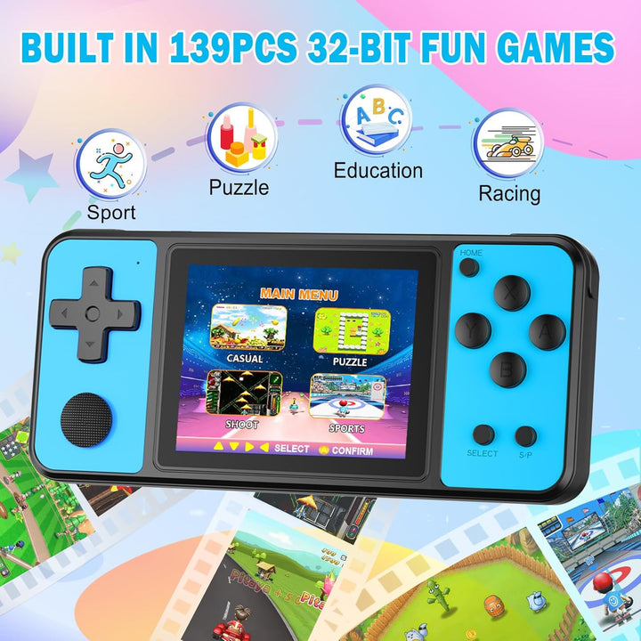 Beico Juegos de mano de 32 bits para niños, 139 videojuegos precarg...