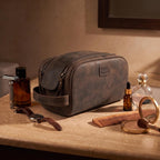 LEATHER VILLAGE - Neceser de cuero para hombre, kit de viaje Dopp Bolsa de