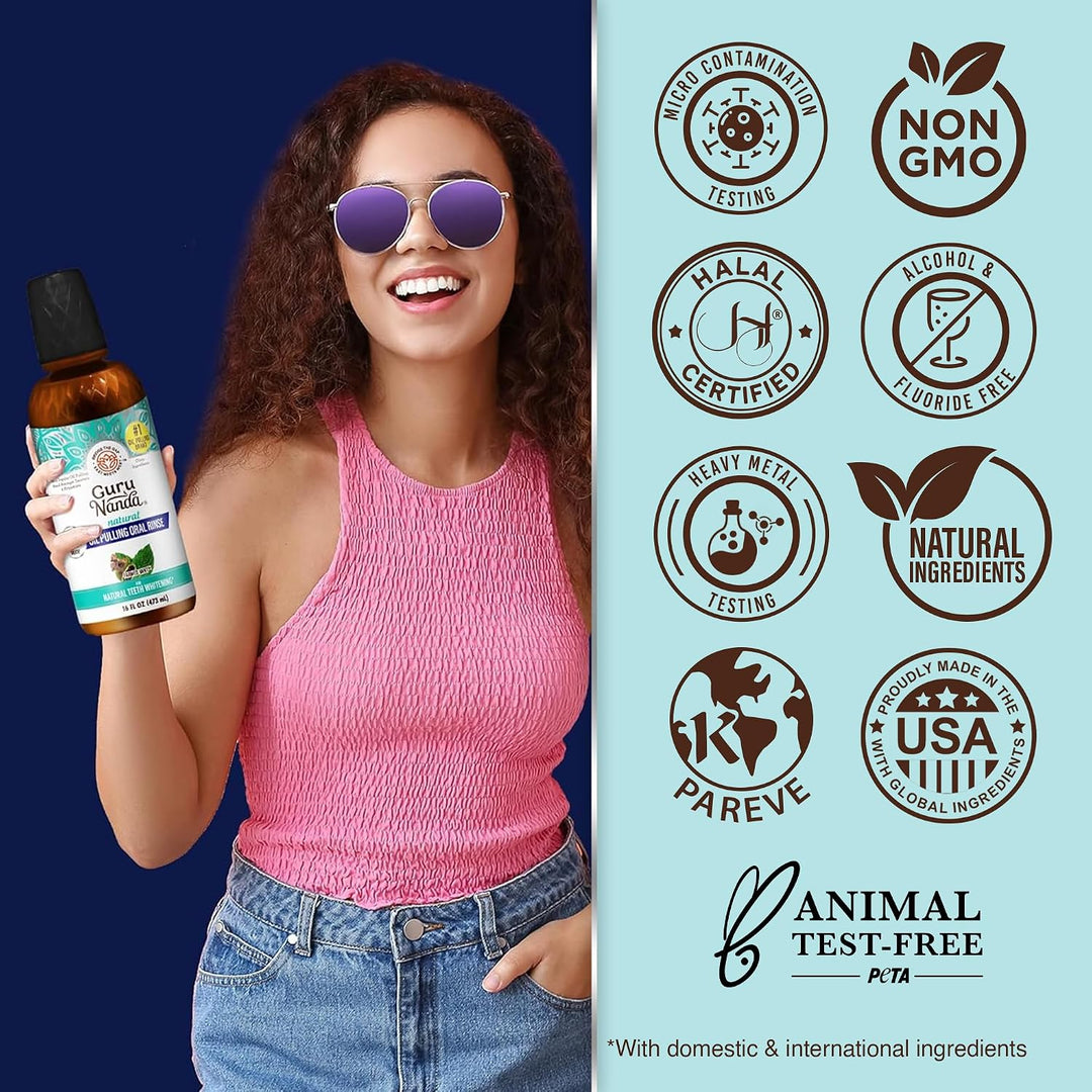 GuruNanda CocoMint Oil Pulling - Enjuague bucal para una higiene or...