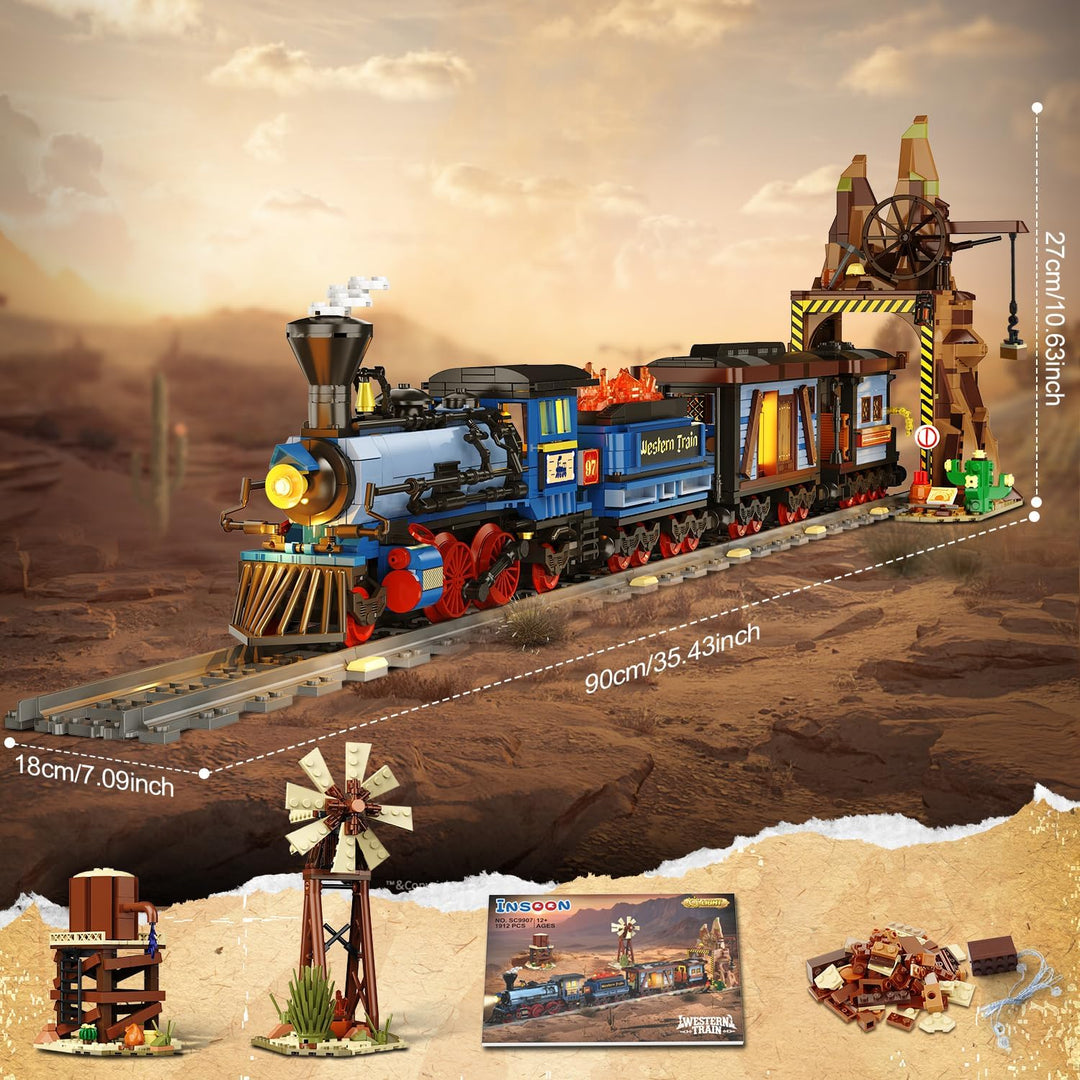 Juego de construcción de tren occidental con luces 1912