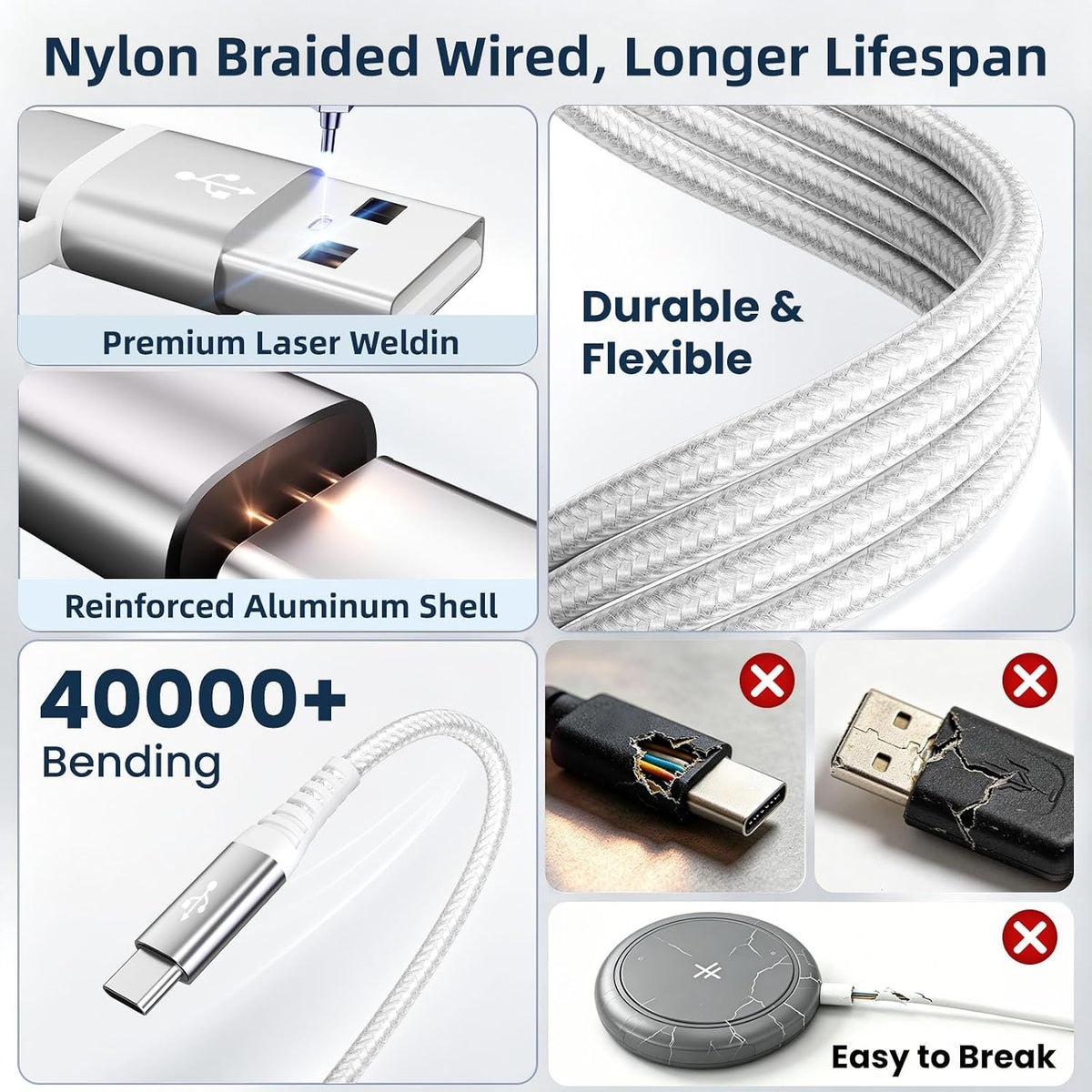 Cable de carga múltiple USB-C 3 para teléfono iWatch Charger/Car Travel