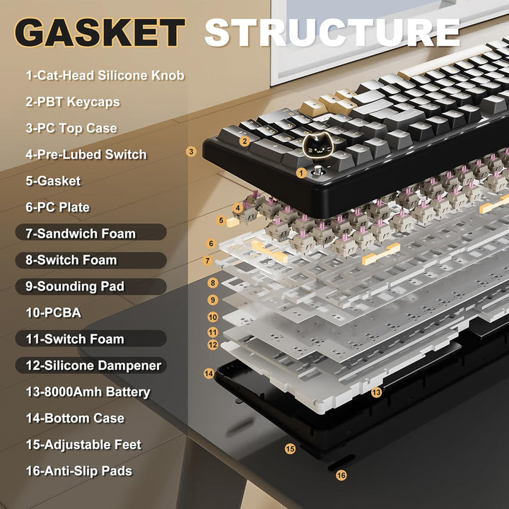 YUNZII B98 PRO QMK\/VIA - Teclado mecánico inalámbrico para juegos,...