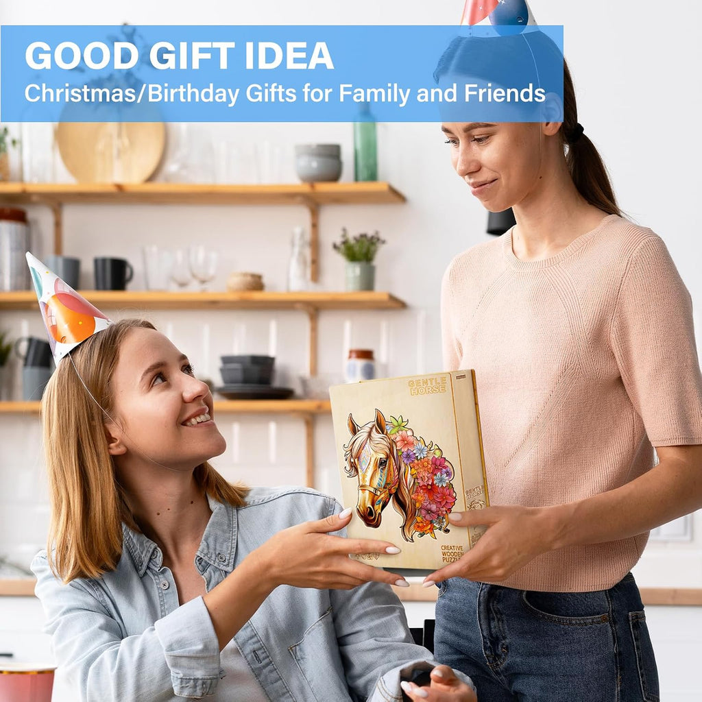 Rompecabezas de madera para adultos, juego de construcción de caballos de madera, rompecabezas irregulares de madera para adultos, rompecabezas difíciles regalos para amantes de los rompecabezas, (XL