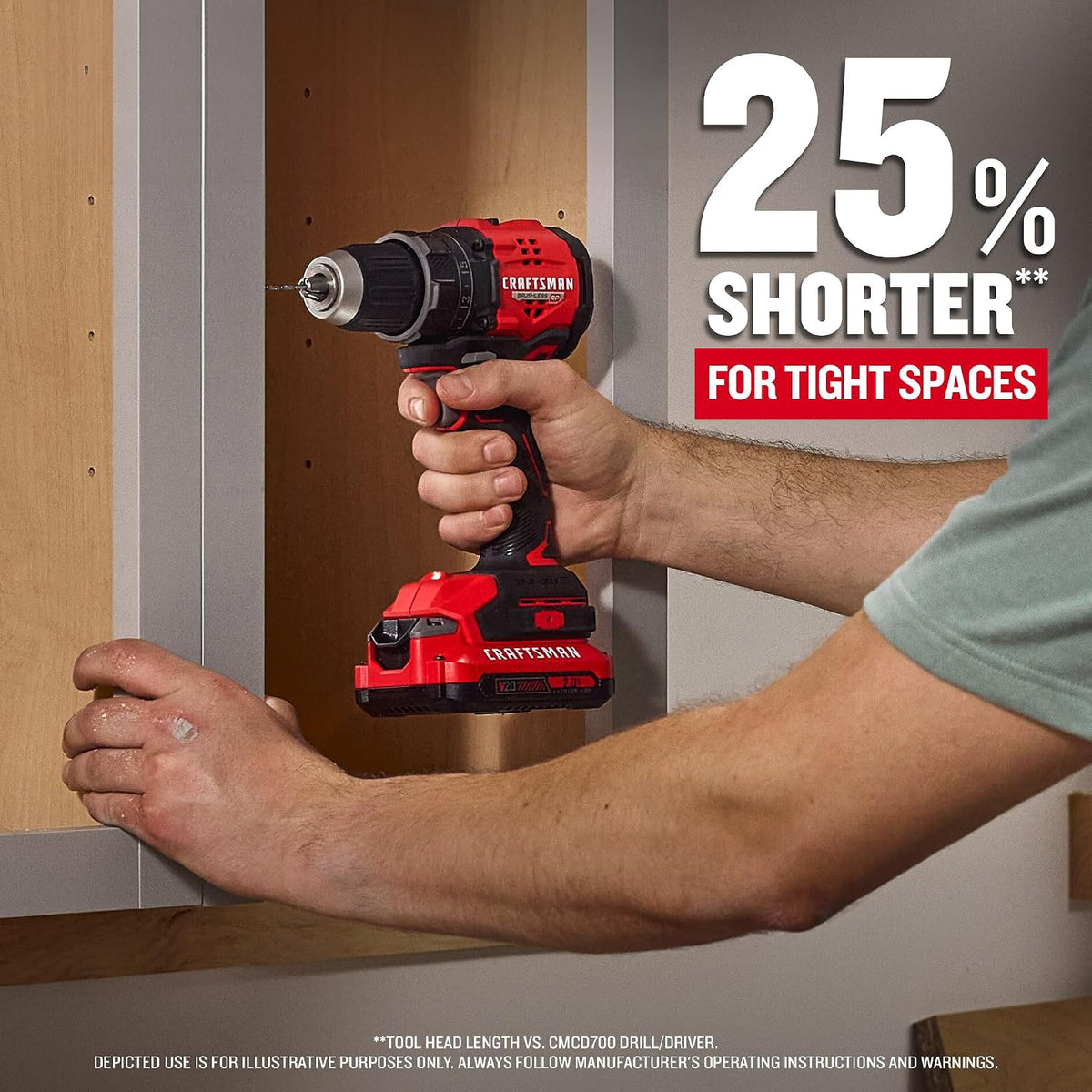 CRAFTSMAN V20 BRUSHLESS RP Taladro Atornillador, Batería y Cargador (CMCD714D1)