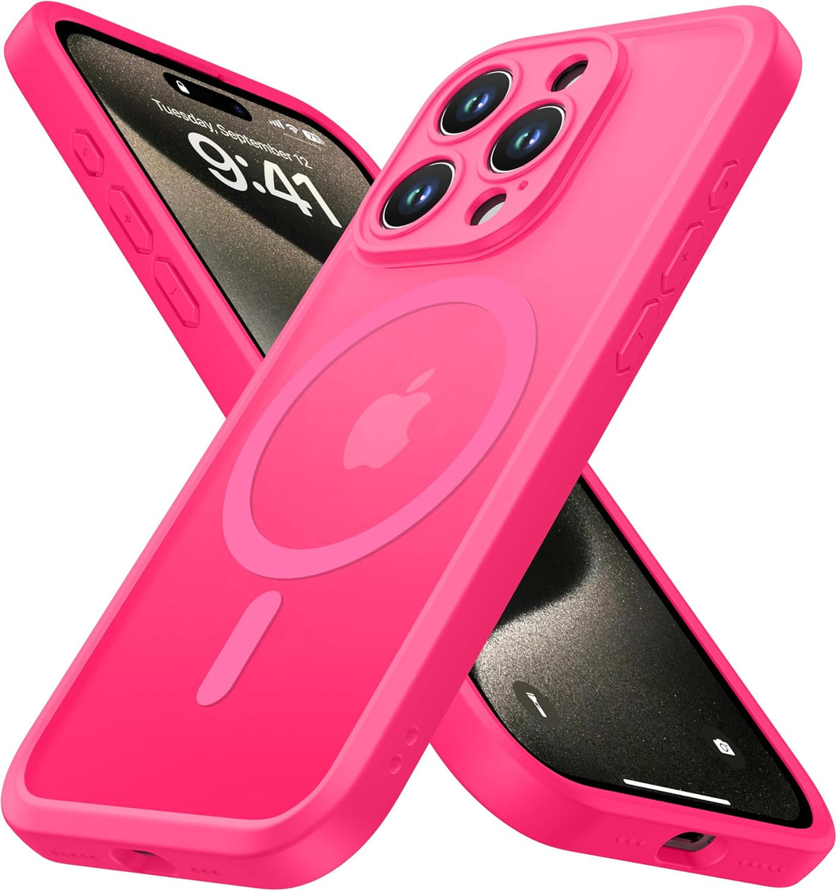 ImpactStrong Protector Magnético Diseñado para Funda iPhone 15 Pro Max [Protección de Cámara] [Prueba de Caídas de Grado Militar] [Compatible con MagSafe] Funda de Teléfono Delgada Translúcida Mate
