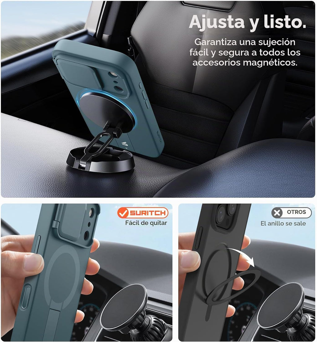 SURITCH para iPhone 18 Pro Case para MagSafe, Cobertura de Cámara, Lake Green