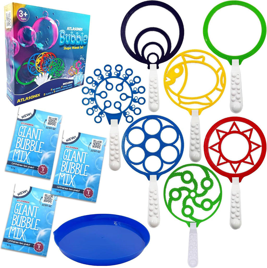 Ultimate Bubble Blast Kit - Juego de 11 varitas de burbujas gigantes y mezcla de polvo | Hace 7 galones de solución | Diversión de burbujas al aire libre para niños | Actividad de fiesta de verano |