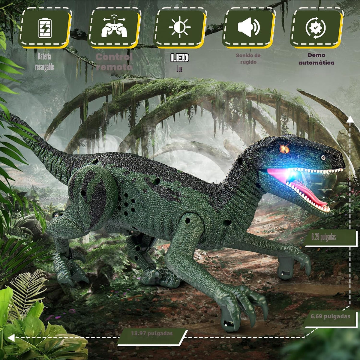 Juguetes de dinosaurio para niños, dinosaurio de control remoto de 2.4 GHz