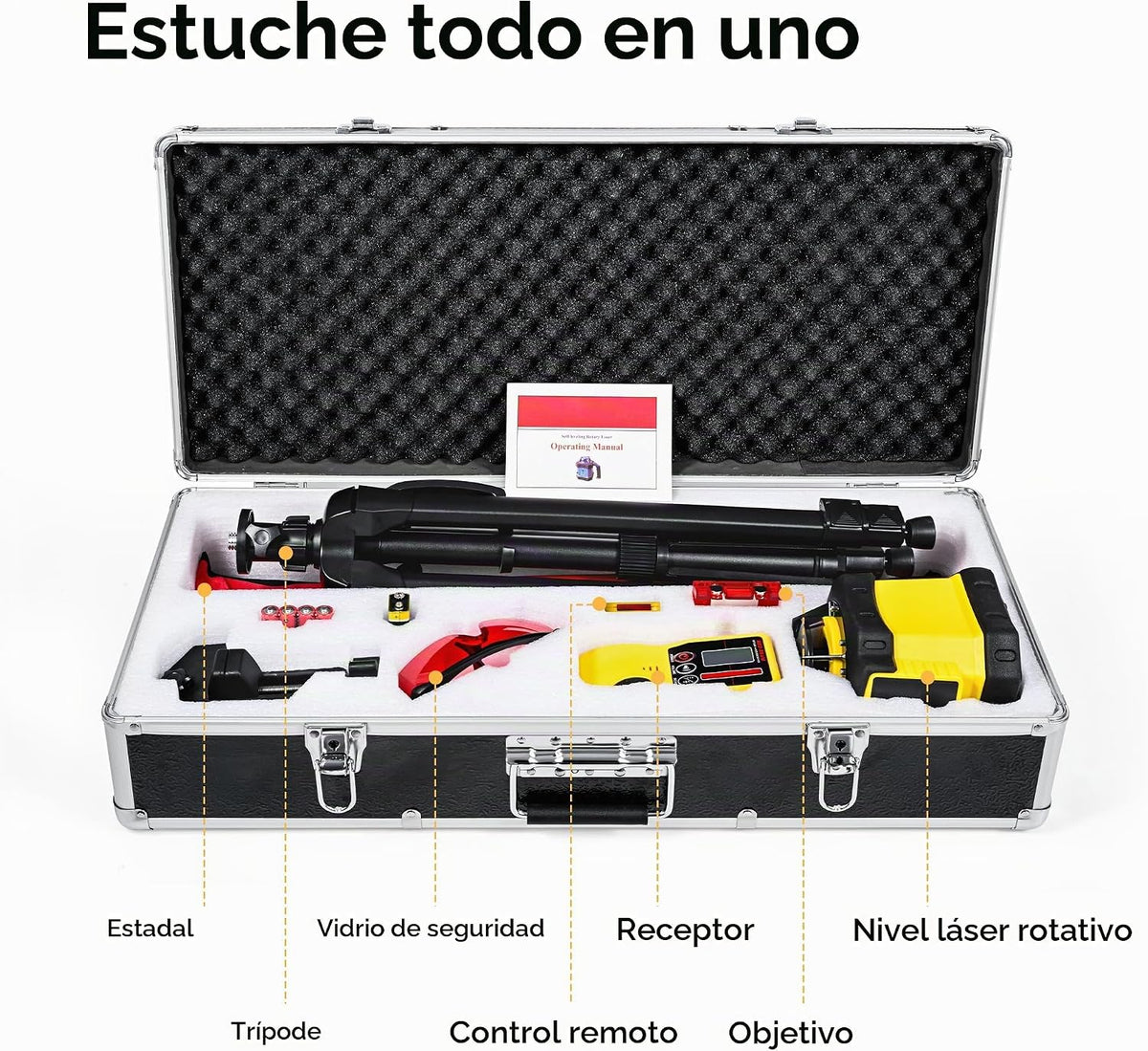 Kit de nivel láser rotatorio, nivel láser autonivelante de 360