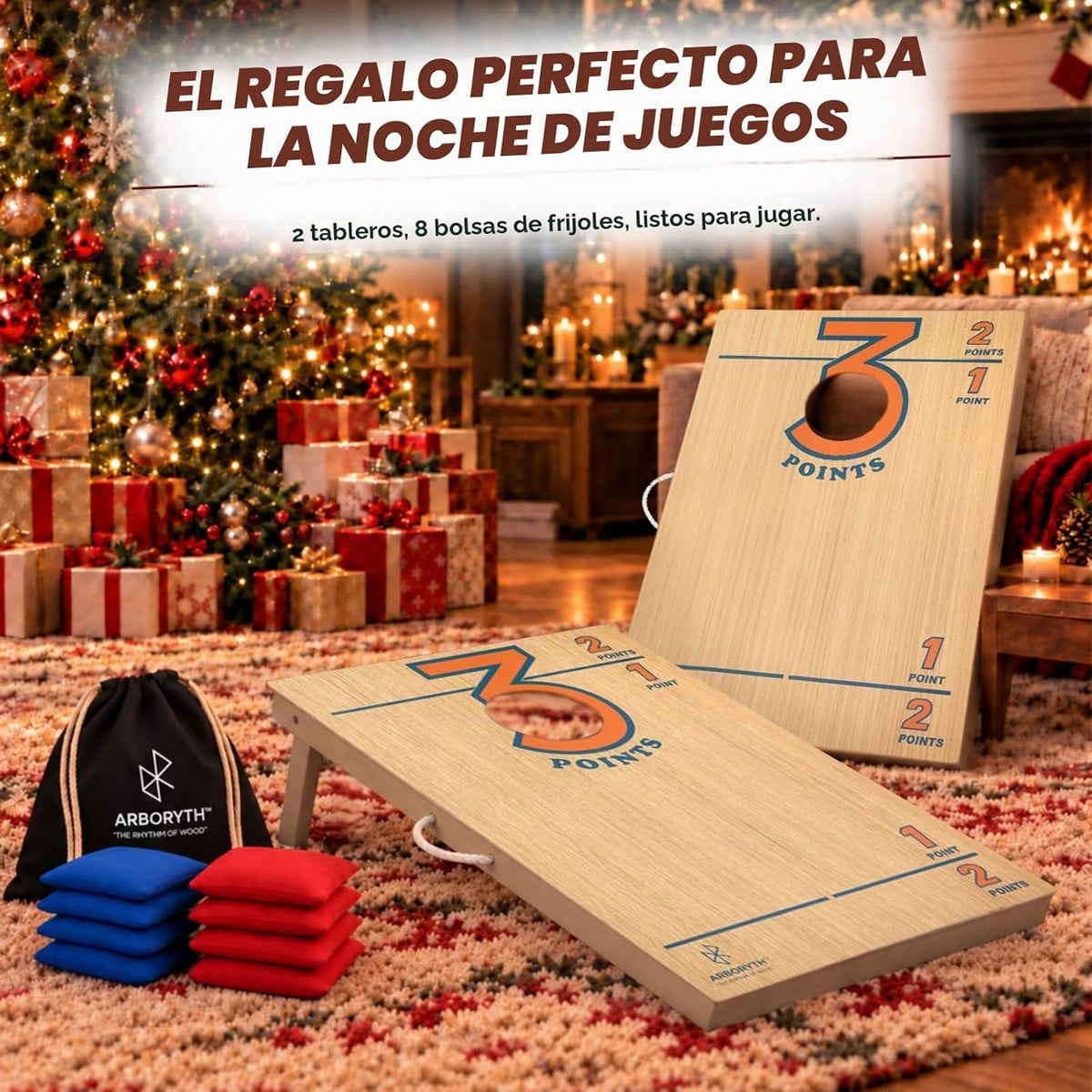 Conjunto de Tableros de Cornhole con Bolsas, Tamaño Regulado de 4x2 ft Tableros de Madera