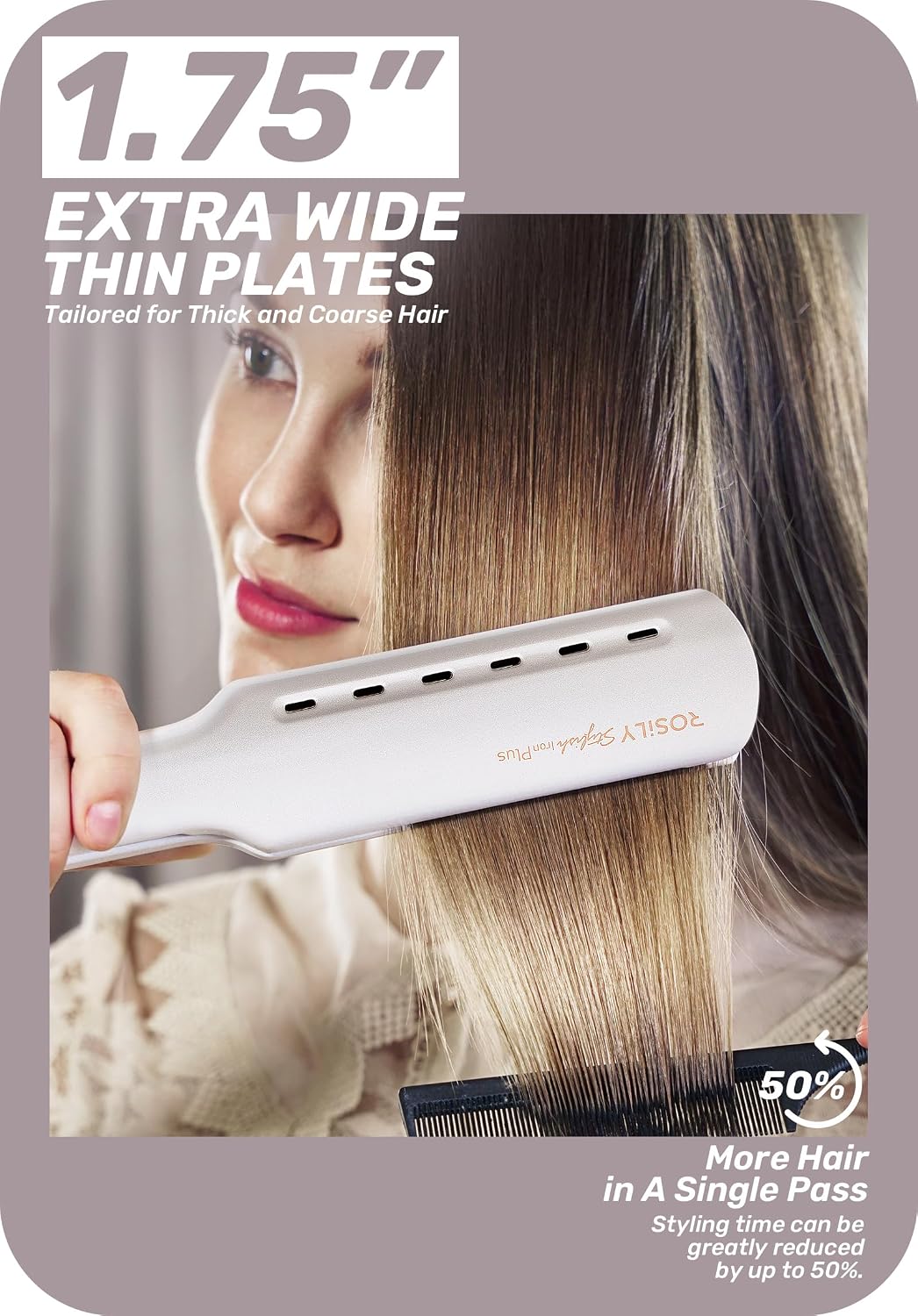 ROSILY Plancha de pelo de 1.75 pulgadas, doble voltaje 100-240V par...