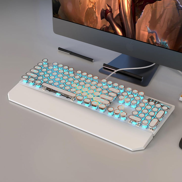 Teclado mecánico para juegos estilo máquina de escribir MageGee, te...