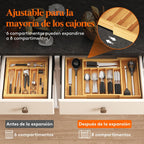 Lifewit - Organizador de cajones de cocina de bambú, bandeja para