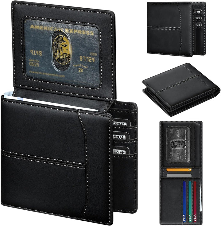 furid Top Grain Leather Wallet Men: RFID Minimalist Bifold Credit C...