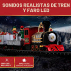 FAO Schwarz Juego de tren navideño motorizado de 30 piezas con pista de 18