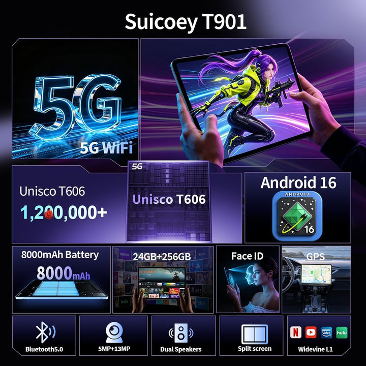 Tableta de 10 pulgadas con teclado, tableta 2026 Gemini AI Android...