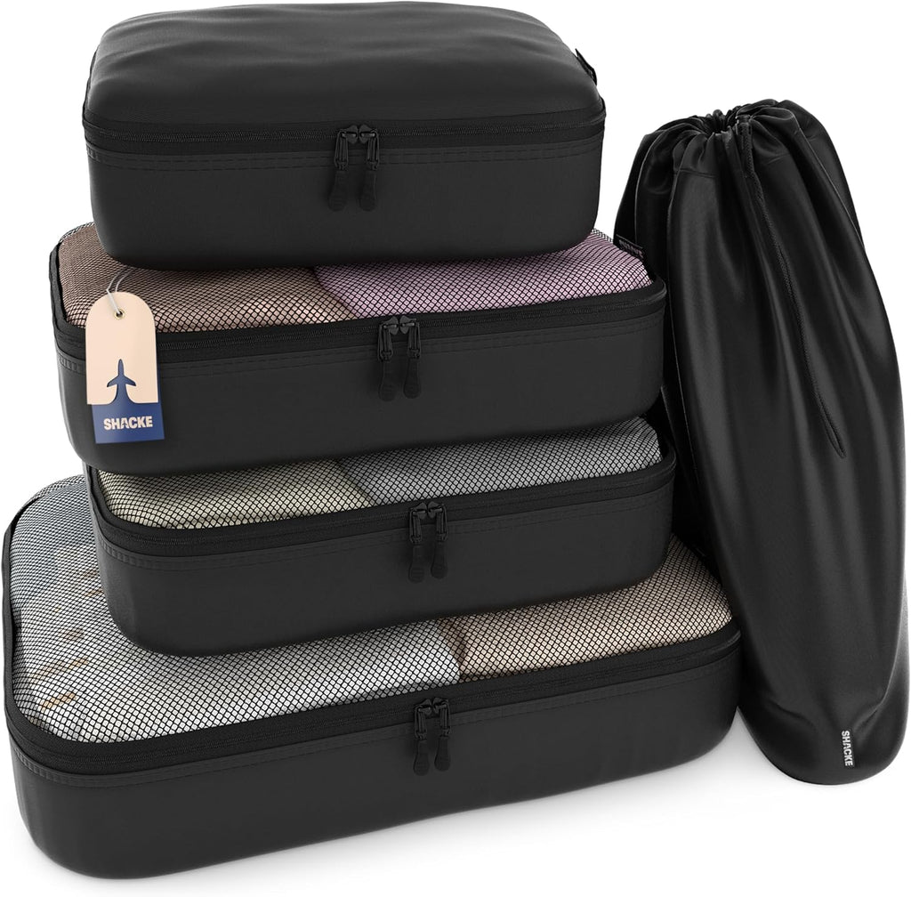 Shacke Juego de 5 cubos de embalaje para viajes con bolsa de lavandería
