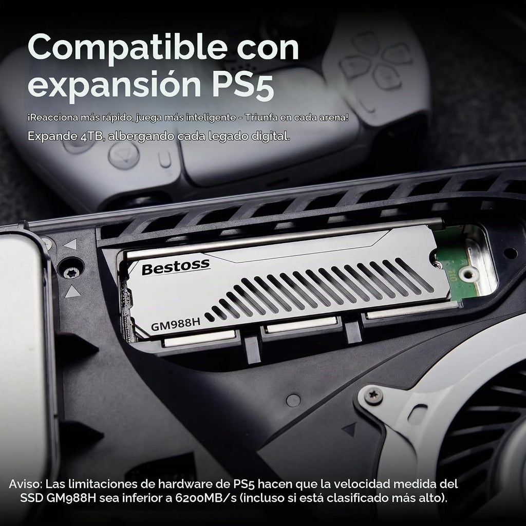 Bestoss SSD PCIe Gen4 NVMe M.2 2280 de 1 TB con disipador de calor