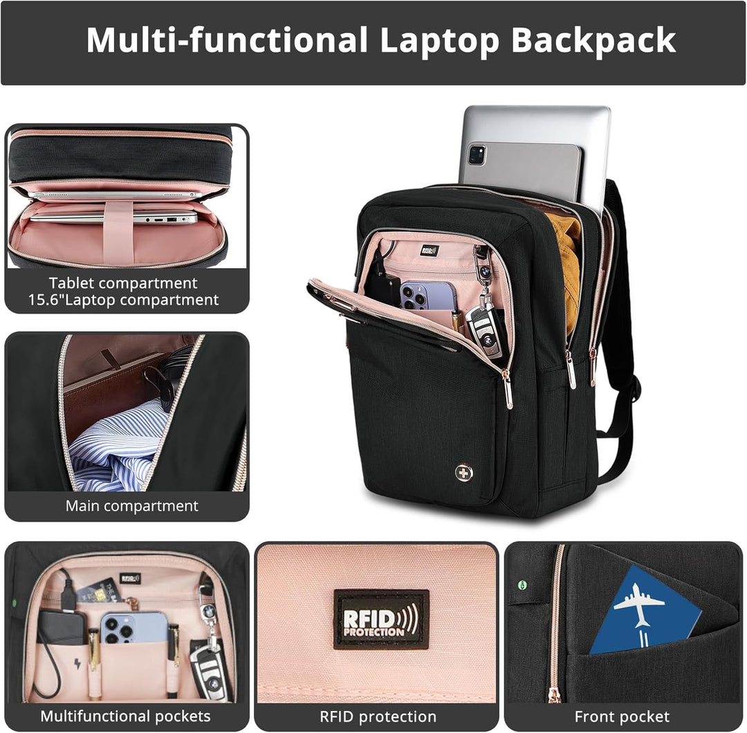 Swissdigital - Mochila de diseño para laptop de negocios para mujer...