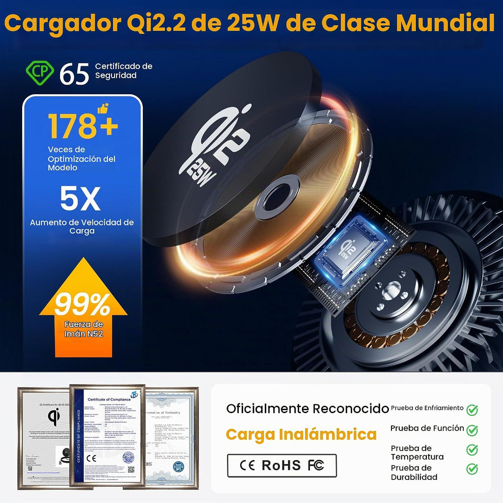 Actualización para Qi2.2 25W para cargador de coche inalámbrico MagSafe