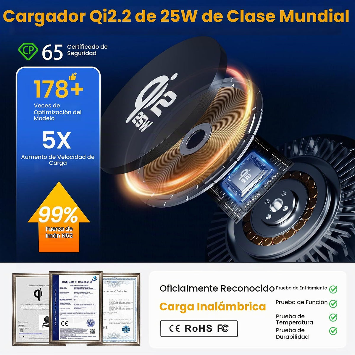 Actualización para Qi2.2 25W para cargador de coche inalámbrico MagSafe